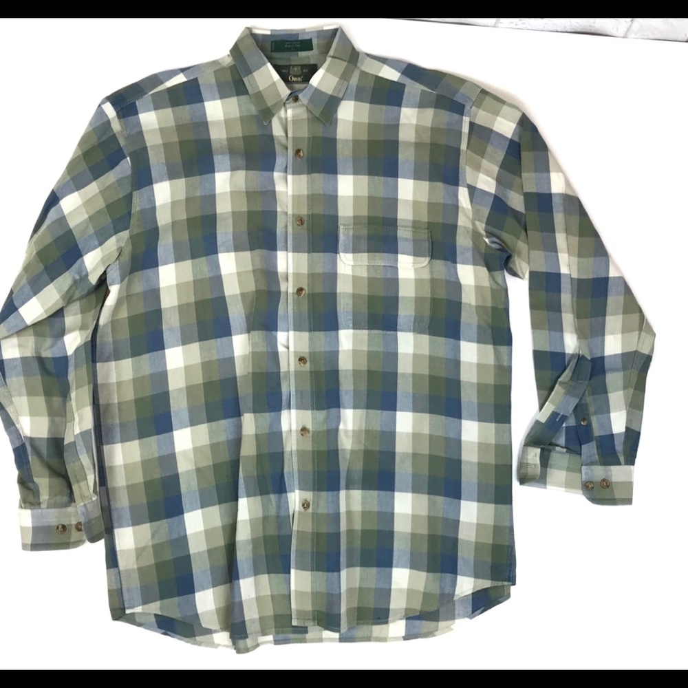Men’s Orvis Long Sleeve Plaid Button Up Shirt Sz L
